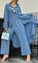 Load image into Gallery viewer, Women's Linen Back Cut-Out Shirt And Trousers Two-Piece Set