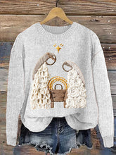 Load image into Gallery viewer, Christmas Nativity Embroidery Art Casual Cozy Knit Sweater