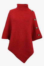 Load image into Gallery viewer, Solid Color Turtleneck Button-embellished Knitted Shawl Cape