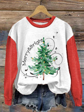 Load image into Gallery viewer, Women's Merry And Bright Christmas Tree Sweatshirt.