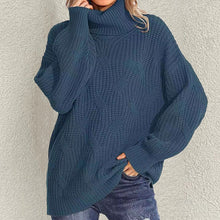 Load image into Gallery viewer, Retro Loose Turtleneck Cable Knitted Long Sleeve Sweater