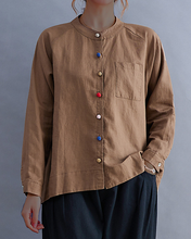 Load image into Gallery viewer, Vintage Cotton and Linen Chic Long-sleeved Button-down Loose Shirt