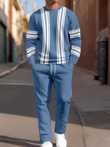 Men's Colorblock Round Neck Casual Sports Set 013