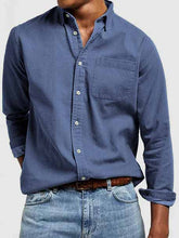 Load image into Gallery viewer, Men's Vintage Washed 100% Cotton Long Sleeve Pocket Shirt