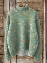 Load image into Gallery viewer, Retro Lovely Floral Art Print Knit Turtleneck Pullover Sweater