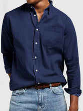 Load image into Gallery viewer, Men's Vintage Washed 100% Cotton Long Sleeve Pocket Shirt