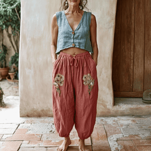 Load image into Gallery viewer, Women's Linen Bohemian Style Cropped Harem Trouser Pants