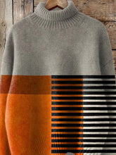 Load image into Gallery viewer, Artistry Color Block Art Printed Knit Turtleneck Pullover Sweater