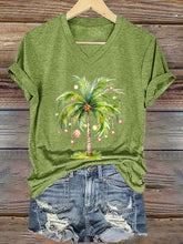 Load image into Gallery viewer, Women's Christmas Palm Tree Print T-Shirt