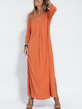 Load image into Gallery viewer, Casual Solid Color V-neck Comfortable Dress