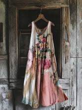 Load image into Gallery viewer, Women's Vintage Floral Patchwork Cotton And Linen Dress f99e
