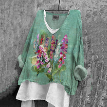 Load image into Gallery viewer, Vintage Floral Art Linen Blend Blouse