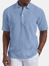 Load image into Gallery viewer, Men's Summer Casual Lapel Solid Color Short Sleeve Shirt