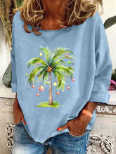 Load image into Gallery viewer, Women's Christmas Palm Tree Print Casual Sweatshirt