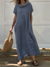 Load image into Gallery viewer, Women's Turndown Collar Linen Pocket Dress