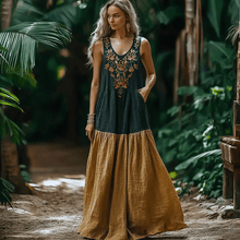 Load image into Gallery viewer, Women's Elegant Sleeveless A-Line Linen Maxi Dress