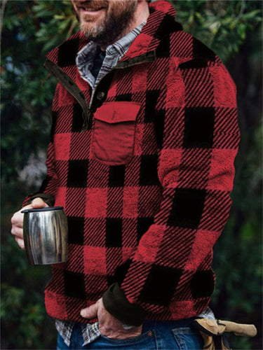 Men's Vintage Classic Plaid Fleece Pullover