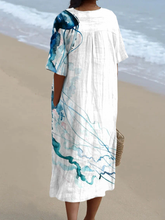 Load image into Gallery viewer, Vintage Japanese Art Jellyfish Print V-Neck Loose Holiday Dress