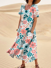 Load image into Gallery viewer, Women's Elegant Flowers Art Print Casual Linen Pocket Dress