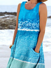 Load image into Gallery viewer, Women's Wave Ocean Art Print Pocket Casual Resort Comfort Maxi Dress