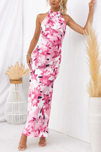 Load image into Gallery viewer, Happier Now Satin Floral Halter Maxi Dress