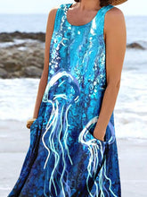 Load image into Gallery viewer, Women's Jellyfish Ocean Art Print Pocket Casual Resort Comfort Maxi Dress