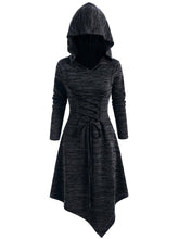 Load image into Gallery viewer, Halloween Solid Front Strap Hooded Midi Dress