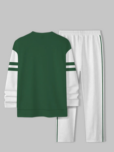 Men's Simple Colorblock Round Neck Casual Sports Set 0123