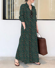 Load image into Gallery viewer, Casual Print Cotton Linen Shirt Collar Long Sleeve Maxi Dress