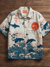 Load image into Gallery viewer, Ocean And Whale Elements Japanese Vacation Style Men's Short Sleeve T-shirt
