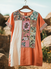Load image into Gallery viewer, Women's Vintage Tribal Floral Art Cotton And Linen Shirt ab1d