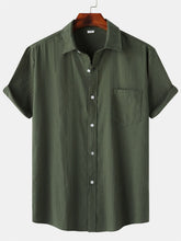 Load image into Gallery viewer, Men's Cotton And Linen Striped Texture Comfortable Pocket Daily Short-sleeved Shirt