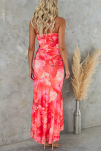 Load image into Gallery viewer, Deja Mesh Overlay Floral Print One Shoulder Ruched Stretch Maxi Dress