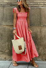 Load image into Gallery viewer, Singing Solo Multi Plaid Smocked Bust Maxi Dress