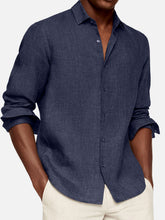 Load image into Gallery viewer, Men's Casual Solid Color Cotton Lapel Long-Sleeve Shirt