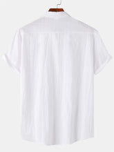 Load image into Gallery viewer, Men's Cotton And Linen Striped Texture Comfortable Pocket Daily Short-sleeved Shirt