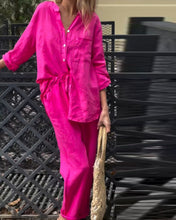 Load image into Gallery viewer, Casual Solid Color V-Neck Shirt &amp; Pants Cotton Linen Two-Piece Set