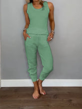 Load image into Gallery viewer, Women's Cotton and Linen Casual Two-piece Set