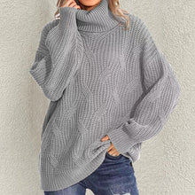 Load image into Gallery viewer, Retro Loose Turtleneck Cable Knitted Long Sleeve Sweater