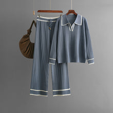 Load image into Gallery viewer, Stylish Lapel Contrast Color Casual Two-Piece Set