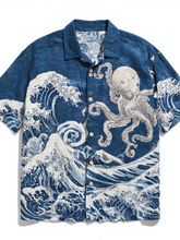 Load image into Gallery viewer, Men's Short-sleeve T-shirt With Ocean And Octopus Elements In Japanese Vacation Style