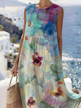 Load image into Gallery viewer, Women'S Round Neck Sleeveless Color-Block Printed Dress