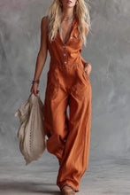 Load image into Gallery viewer, V-Neck Front-Button Sleeveless Jumpsuit