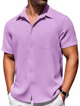 Load image into Gallery viewer, Men's Hawaiian Waffle Fabric Lapel Pocket Short Sleeve Shirt