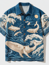 Load image into Gallery viewer, Ocean And Whale Elements Japanese Vacation Style Men's Short Sleeve T-shirt