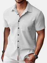Load image into Gallery viewer, Men's Daily Simple Cotton And Linen Solid Color Short-sleeved Shirt