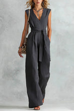 Load image into Gallery viewer, V-Neck Lace-Up Jumpsuit