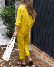 Load image into Gallery viewer, Casual Solid Color V-Neck Shirt &amp; Pants Cotton Linen Two-Piece Set