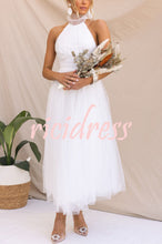 Load image into Gallery viewer, Fairy Vibes Tulle Gathered Detail Halter Maxi Dress