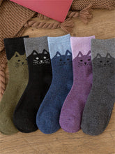 Load image into Gallery viewer, Lovely Cat Face Contrast Color Knit Socks Set